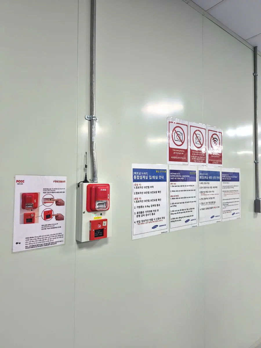 FireSmart wireless fire alarm combo unit installed at a Samsung facility, Yen Binh Industrial Park, Thai Nguyen